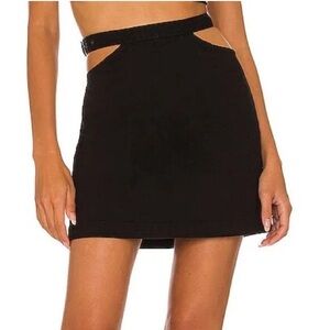 WE WORE WHAT Black Cut Out Mini Skirt Denim
